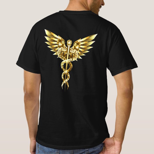 Camiseta Símbolo poligonal de oro Caduceus (Reverso)