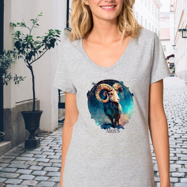 Camiseta Símbolo Ram Zodiac Fantasía Celeste Aries Mujeres (Subido por el creador)