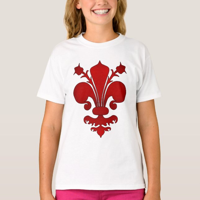 Camiseta Símbolo rojo oscuro de fleur de lis (Anverso)
