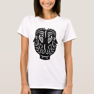 Camiseta Símbolo Romano de Cabeza Doble de Jano Versión Neg