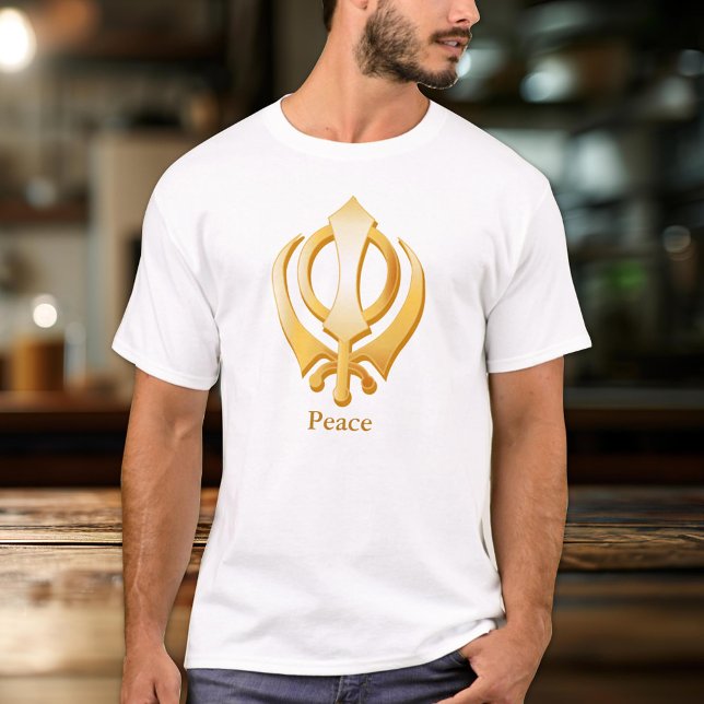 Camiseta Símbolo sij (Gold Khanda, symbol of the Sikh religion. Customize with your name, organization, event or message. )