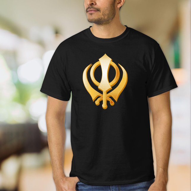 Camiseta Símbolo sij (Sikh T-Shirt, Gold Khanda, symbol of the Sikh religion. Customize the text.)