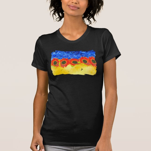 Camiseta Símbolo T-Shirt de la bandera azul girasol de Ucra (Anverso)