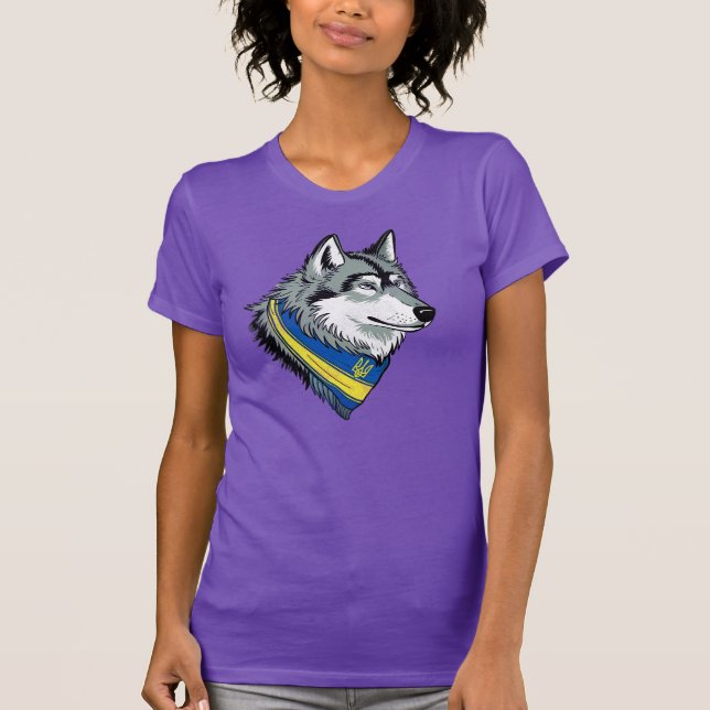 Camiseta Símbolo ucraniano de lobo, arte fuerte y orgulloso (Anverso)
