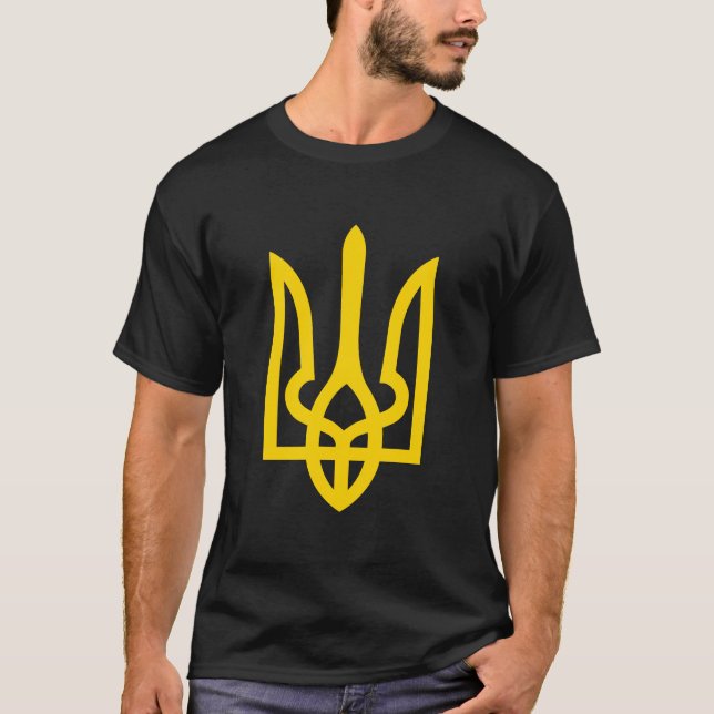 Camiseta Símbolo ucraniano escudo de armas tridente. (Anverso)