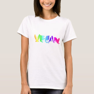 CAMISETA SÍMBOLO VEGANO DE RAINBOW SOBRE EL LARGO TIEMPO DE