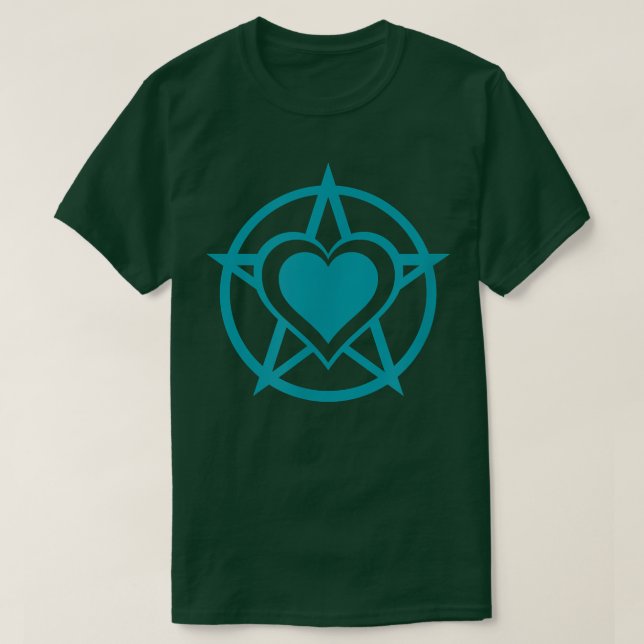 Camiseta Símbolo verde azulado del corazón de Pagan  (Diseño del anverso)