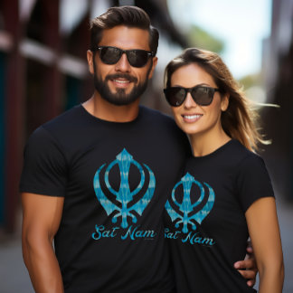 Camiseta Símbolo verde azulado del sijismo khanda sikh negr