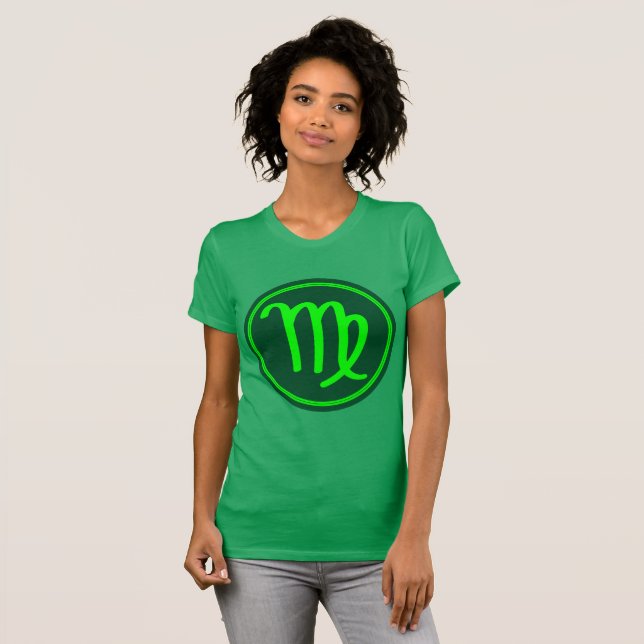 Camiseta Símbolo Virgo Zodiac Mezcla Verde (Anverso completo)