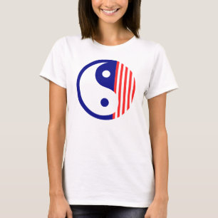Camiseta Símbolo Yang rojo blanco y azul