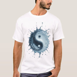 Camiseta Símbolo Yin Yang de Salpicadura de Agua Dinámica