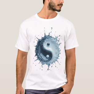 Camiseta Símbolo Yin Yang de Salpicadura de Agua Dinámica