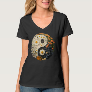 Camiseta Simbolo Yin Yang del Taoísmo Floral en Taijitu Yi 