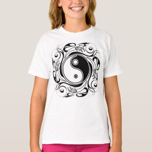 Camiseta Símbolo Yin & Yang estilo Tatuaje blanco y negro