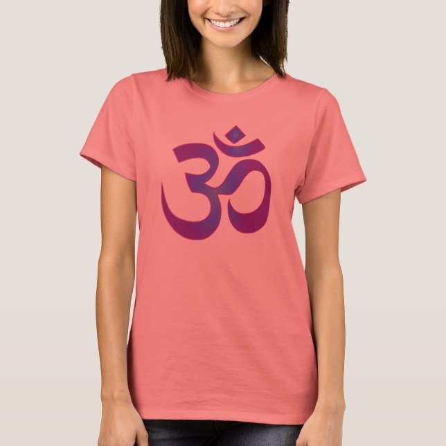 Camiseta Símbolo Zen OM de Meditación de Yoga Oro y Púrpura (Anverso)