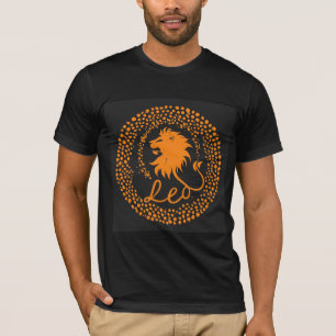 Camiseta Símbolo zodiacal de Leo con cabeza de león dorada 