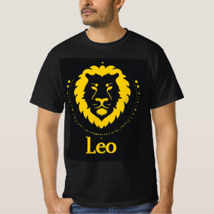 Camiseta Símbolo zodiacal de Leo con cabeza de león dorado 