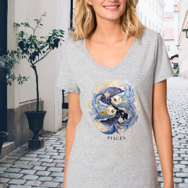Camiseta Símbolo zodiaco Fish Celestial Fantasía Piscis Muj
