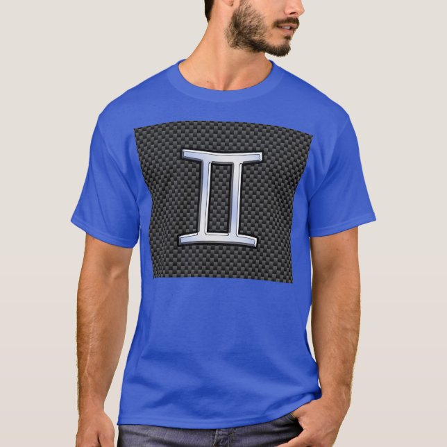 Camiseta Símbolo zodiaco gemini estilo fibra de carbono car (Anverso)