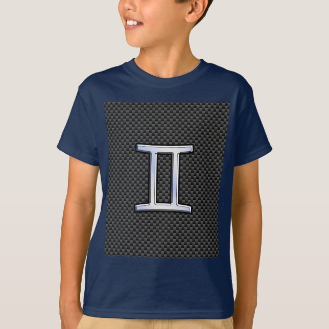 Camiseta Símbolo zodiaco gemini estilo fibra de carbono car (Anverso)