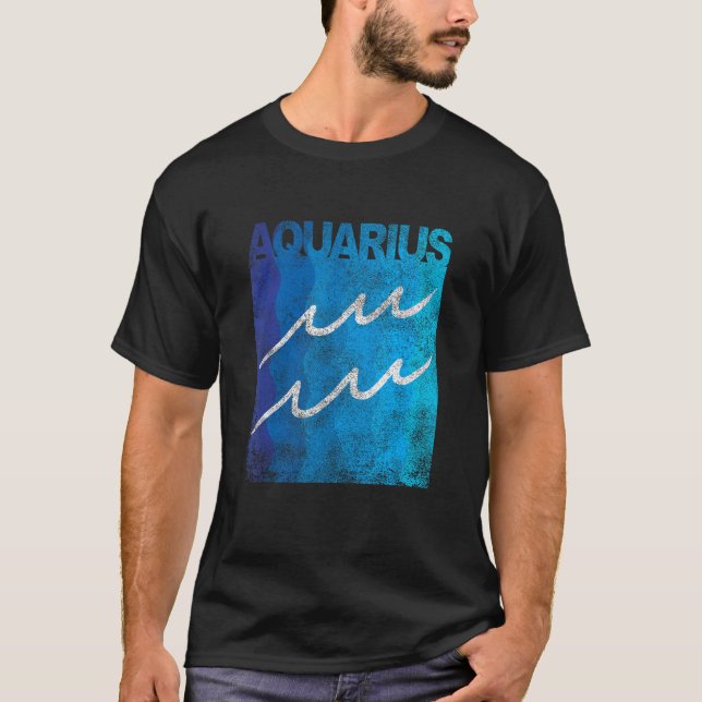 Camiseta Símbolo zodiaco Rótulo Aquarius hombres o mujeres (Anverso)
