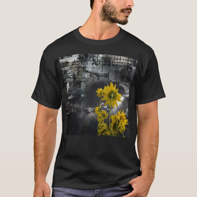 Camiseta Símbolos abstractos y flores amarillas (Anverso)