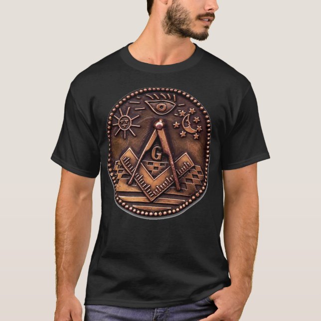Camiseta Símbolos arcaicos masónicos Sun Moon All Seing (Anverso)