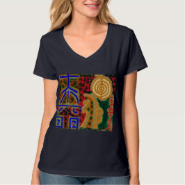Camiseta Símbolos curativos principales de REIKI. VNECK CHO