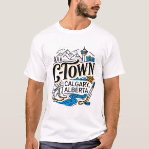 Camiseta Símbolos de Calgary Alberta con pico de montaña oc