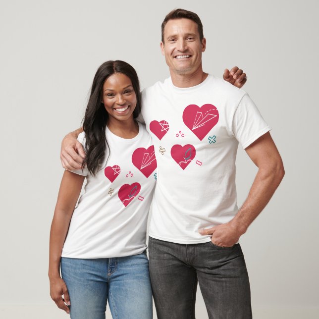 Camiseta Símbolos de corazón con elementos de educación par (Unisexo)