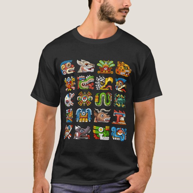 Camiseta Símbolos de glifos aztecas (Anverso)