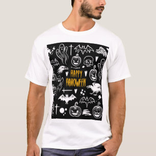 Camiseta Símbolos de Halloween dibujados a mano, colección 