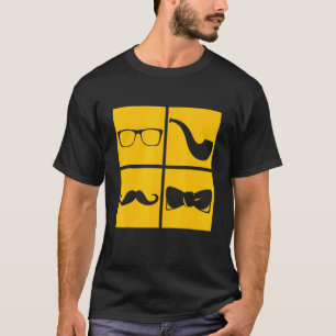 Camiseta Símbolos de hipster Mustache Pipe Gafas de fumador