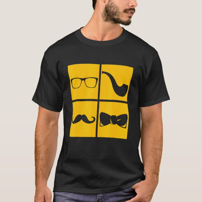 Camiseta Símbolos de hipster Mustache Pipe Gafas de fumador (Anverso)