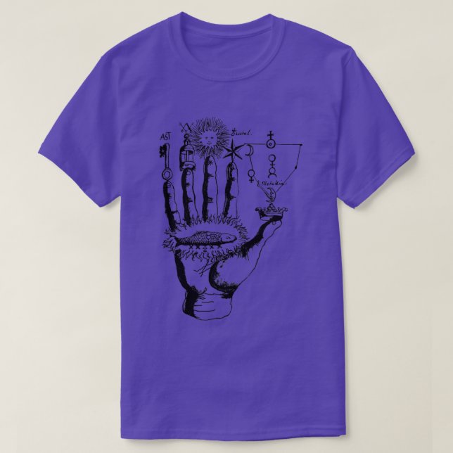 Camiseta Símbolos de mano de alquimia medieval (Diseño del anverso)