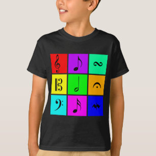 Camiseta símbolos de música brillantes