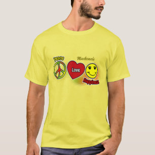 Camiseta Símbolos de paz amor felicidad con nombre en AMARI
