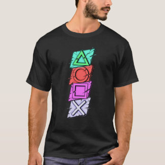 Camiseta Símbolos de PS destrozados con neón | Gráfica de e