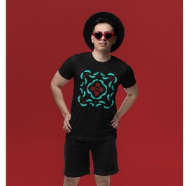 Camiseta Símbolos de Zia Rojo Nuevas plumas turquesas de Mé