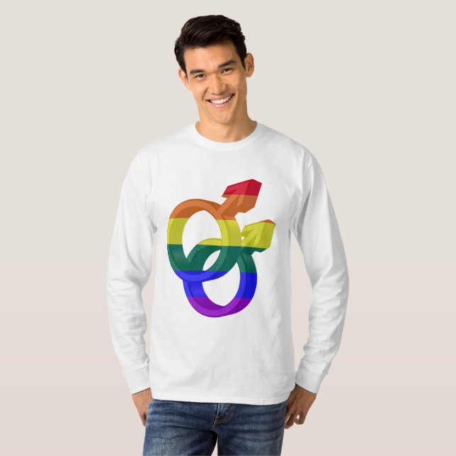 Camiseta Símbolos del orgullo masculino Bandera arco iris (Anverso completo)