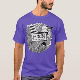 Camiseta Símbolos japoneses retro gran ola pagoda Geisha Fu