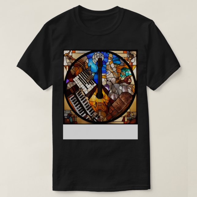 Camiseta Símbolos Musicales En Una Ventana De Vidrio Mancha (Diseño del anverso)