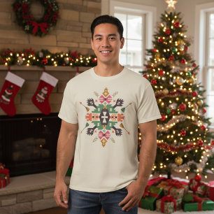 Camiseta Símbolos Navideños Coloridos Nativos Americanos
