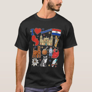 Camiseta Símbolos paraguayos dibujados por la mano Mapa de 