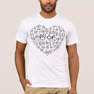 CAMISETA SÍMBOLOS QUÍMICOS EN FORMA DE CORAZÓN.