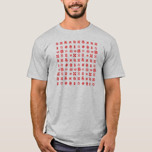 Camiseta Símbolos rojos de Adinkra africanos (Anverso)