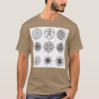 Camiseta símbolos sagrados iconos y vectores