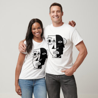 Camiseta Simetría Interrumpida La Cara Entre Ángulos T-Shi