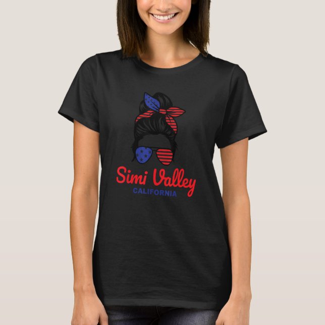 Camiseta Simi Valley California Retro Messy Bun (Anverso)