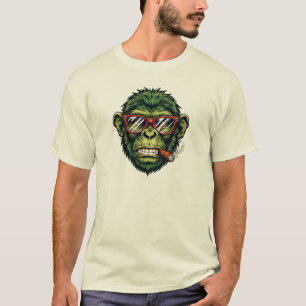 Camiseta Simio Callejero Elegante Con Gafas Rojas Gorila Ur
